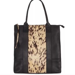 All Saints Leather and Calf-Hair Jackson Tote